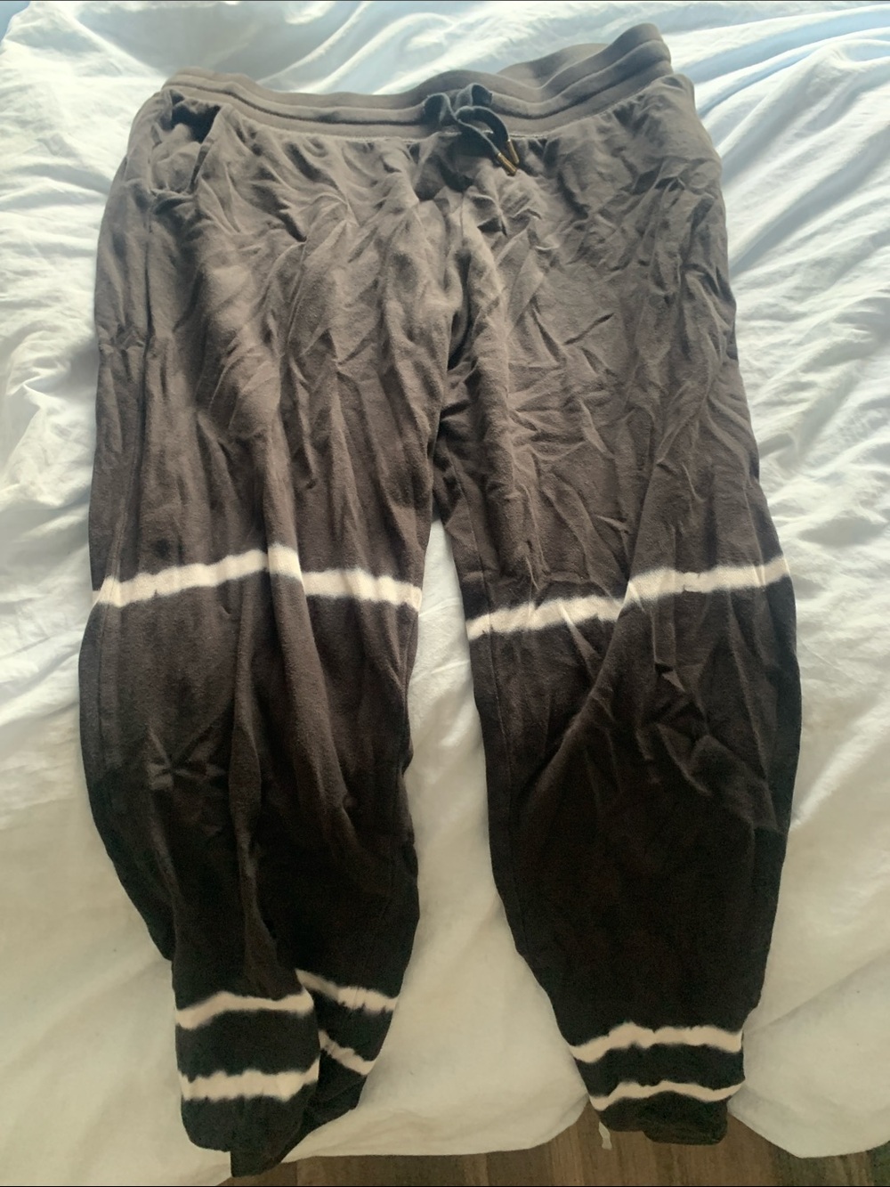 Old Navy Black Joggers with White Tie-Dye Bands